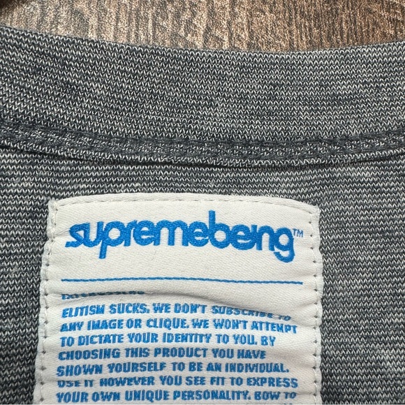 Supremebeing- Blue Elbow Patch Long Sleeve Shirt- Sz. M - Picture 3 of 8